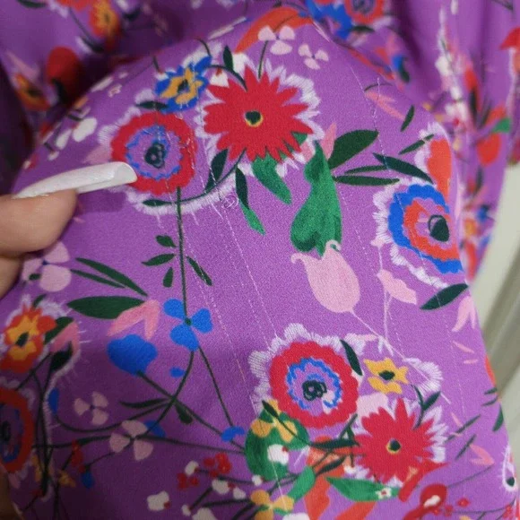 Saloni Womens Dress Eve Mini Button Lilac Pimpernel Purple Floral Prairie Size 2 - Picture 10 of 16